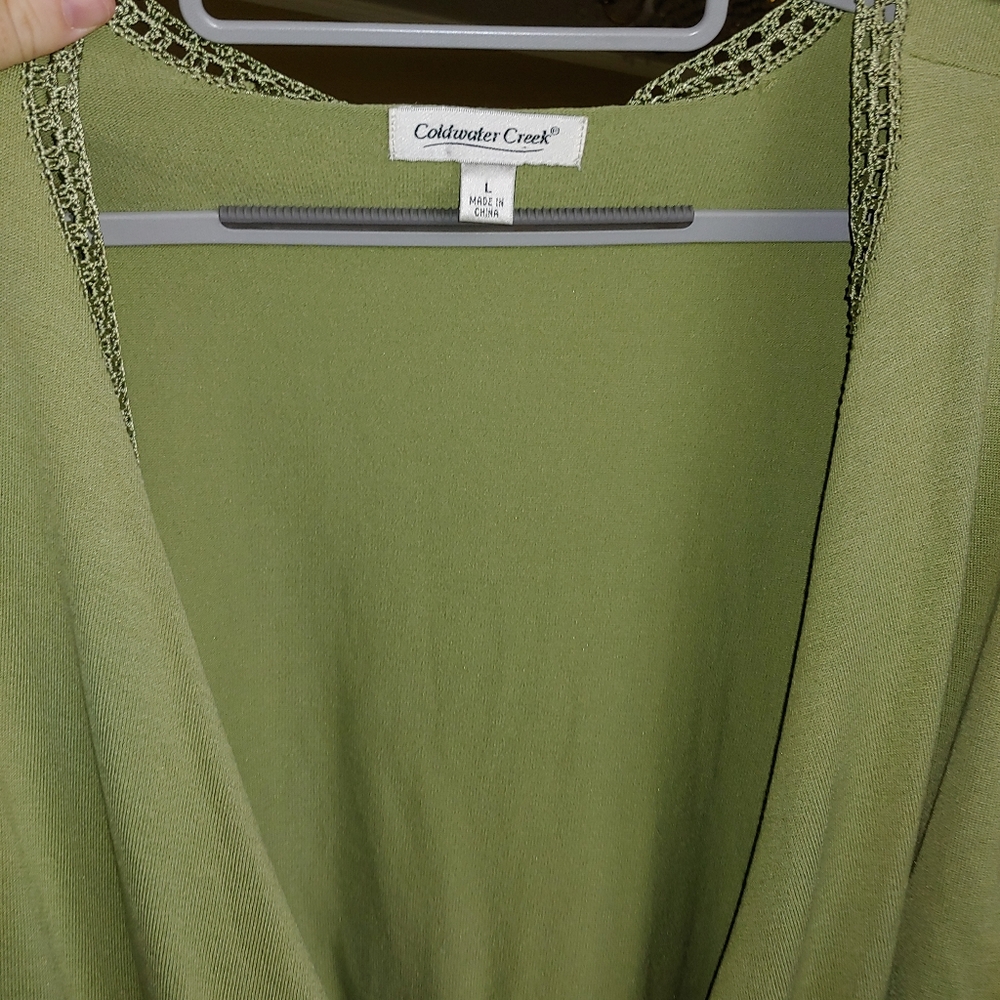 Coldwater Creek Green Wrap Shirt Size L - Picture 6 of 6